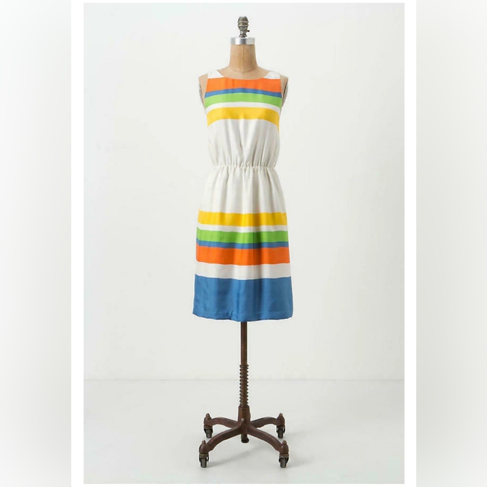 🌈 Anthropologie Essential Stripes Silk Dress